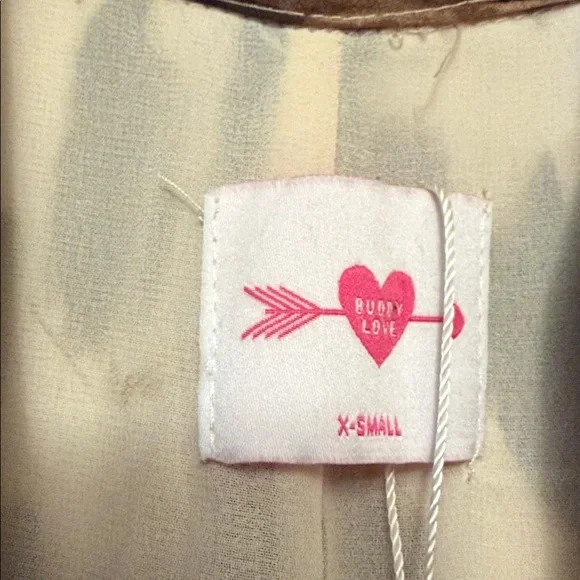 Buddy Love Leopard Print Maxi Dress XS Flowy Kimono Sleeve Side Slit - Picture 4 of 4